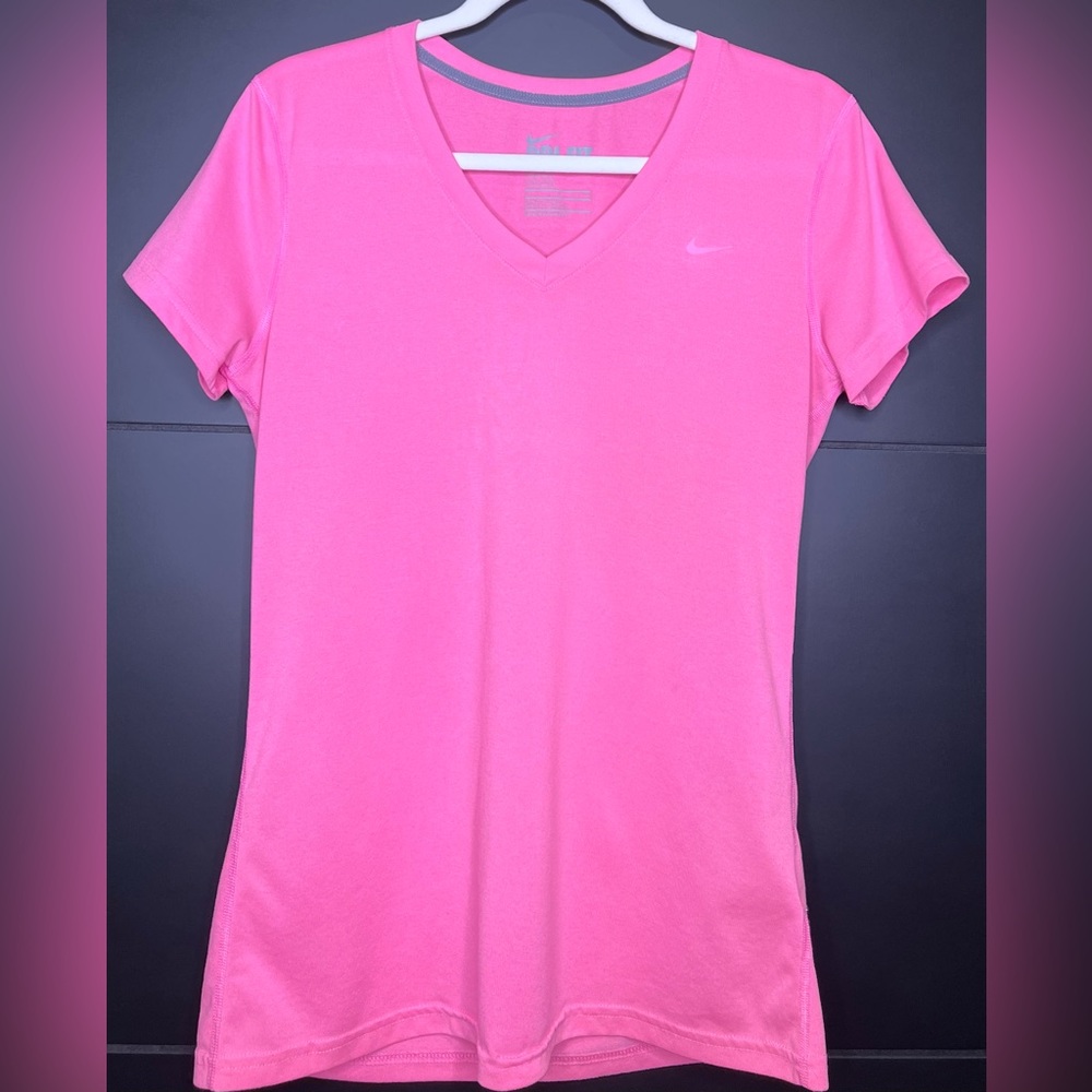 NIKE Dri-Fit pink v-neck t-shirt